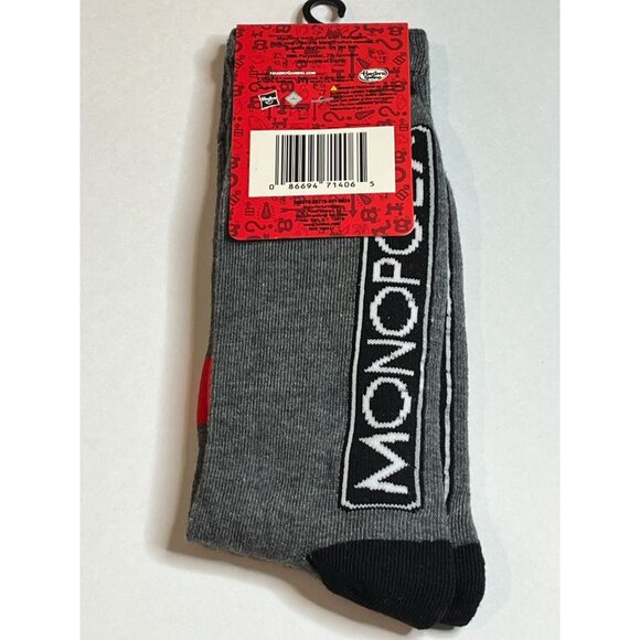 Monopoly GOAT Crew Socks Gray Red Mr. Monopoly Mens 6-12 Funny Game Socks - Picture 4 of 5
